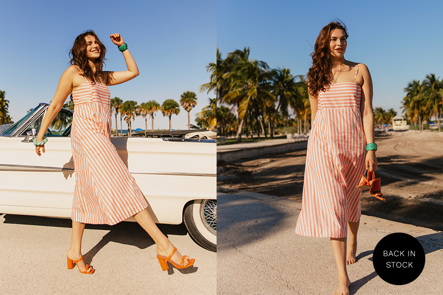 model wearing Bohemian Traders’ Fixed Bodice Slip Dress